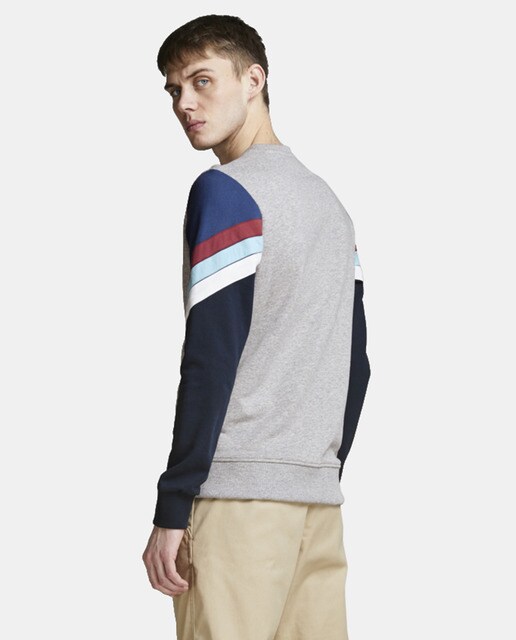 Sudadera de hombre gris con cuello redondo Sudadera de hombre gris con cuello redondo