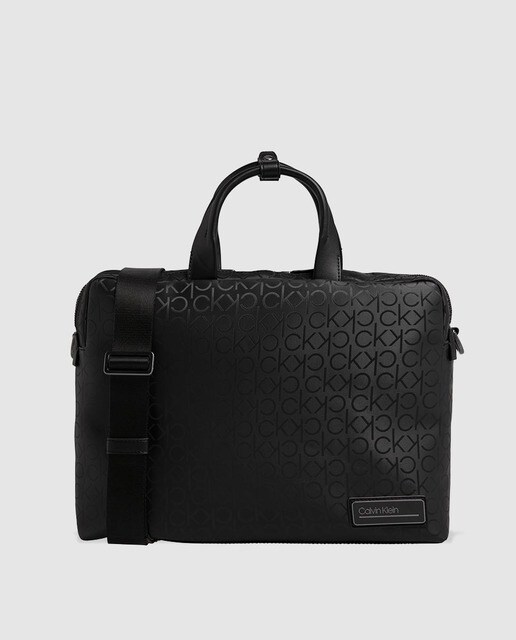 Porta-documentos de homem Calvin Klein preto com fecho de correr e estampado da marca Porta-documentos de homem Calvin Klein preto com fecho de correr e estampado da marca