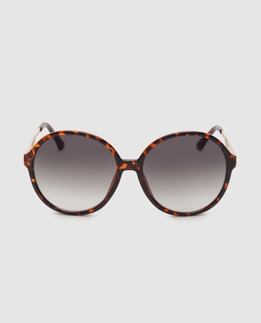 Óculos de sol unissexo El Corte Inglés redondos havana com hastes metálicas