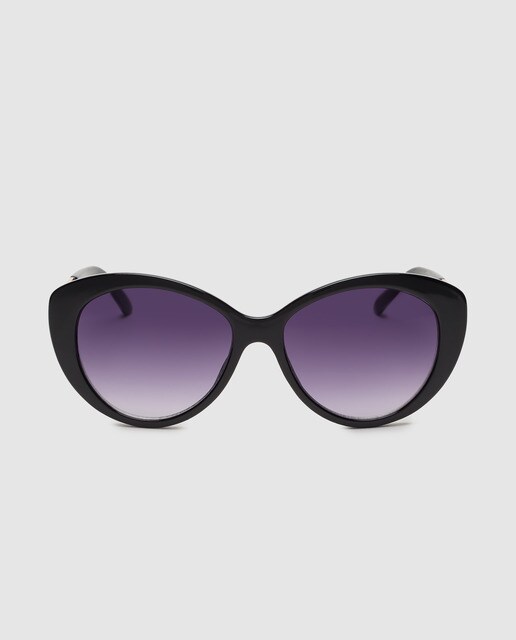 Óculos de sol unissexo El Corte Inglés cat eye pretos com hastes metálicas Óculos de sol unissexo El Corte Inglés cat eye pretos com hastes metálicas