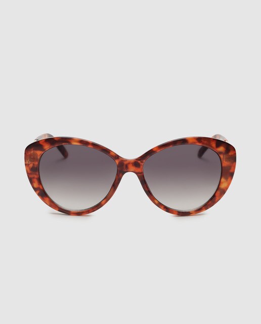 Óculos de sol unissexo El Corte Inglés cat eye havana com hastes metálicas Óculos de sol unissexo El Corte Inglés cat eye havana com hastes metálicas