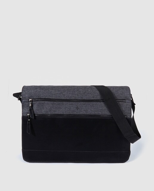 Porta-documentos de homem Emidio Tucci cinzento-escuro e preto com fecho de aba Porta-documentos de homem Emidio Tucci cinzento-escuro e preto com fecho de aba