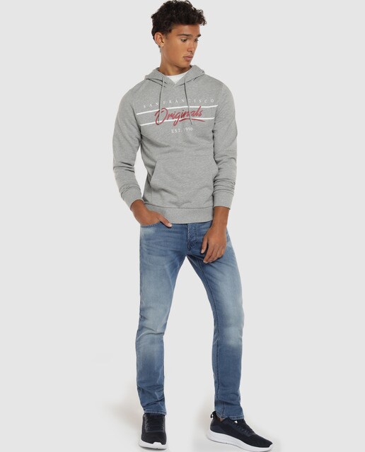 Sudadera de hombre gris con capucha Sudadera de hombre gris con capucha