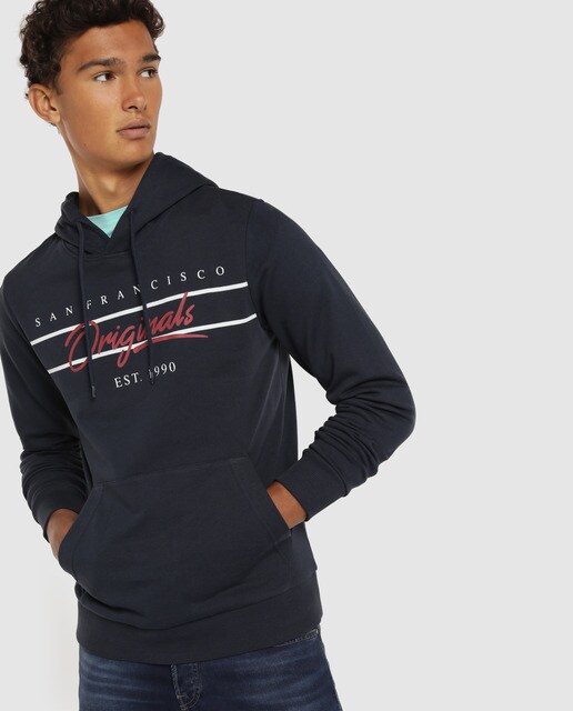 Sudadera de hombre azul marino con capucha Sudadera de hombre azul marino con capucha