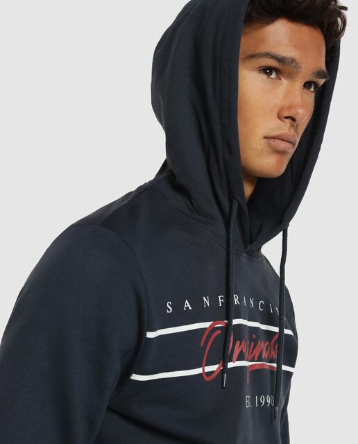Sudadera de hombre azul marino con capucha Sudadera de hombre azul marino con capucha