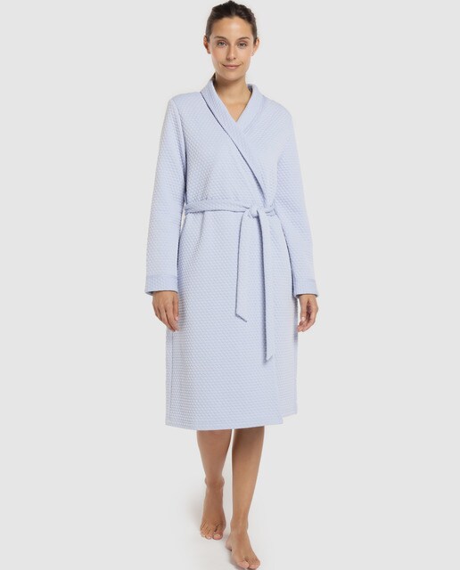 Robe curto azul de mulher Robe curto azul de mulher