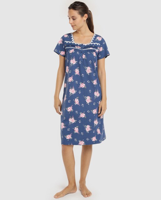 Camisa de dormir curta de mulher com estampado Camisa de dormir curta de mulher com estampado