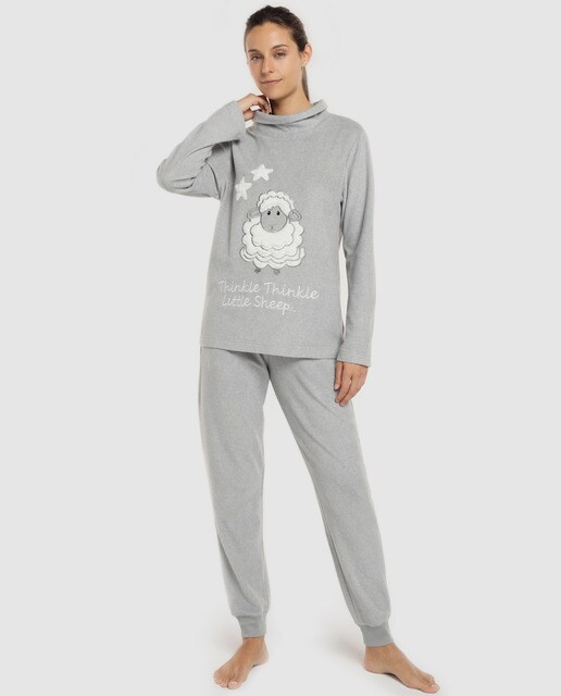 Pijama completo cinzento com bordado Pijama completo cinzento com bordado