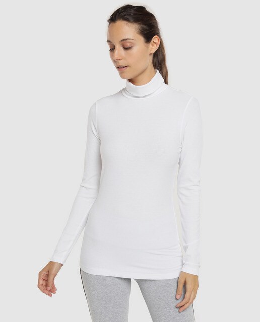 Camisola lisa com gola alta