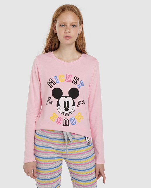 Camisola de pijama de mulher de manga comprida "Mickey" Camisola de pijama de mulher de manga comprida "Mickey"