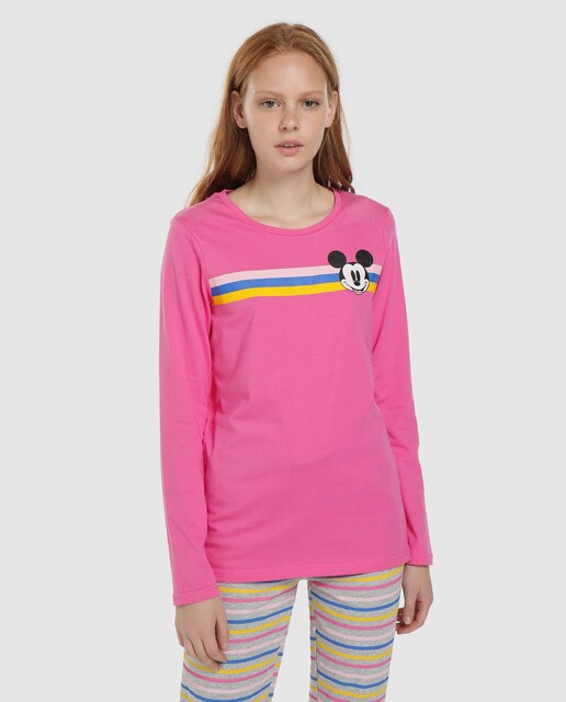 Camisola de pijama de mulher de manga comprida "Mickey" Camisola de pijama de mulher de manga comprida "Mickey"