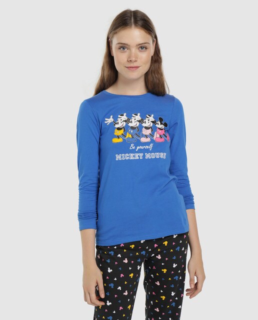 Camisola de pijama de mulher de manga comprida "Mickey" Camisola de pijama de mulher de manga comprida "Mickey"