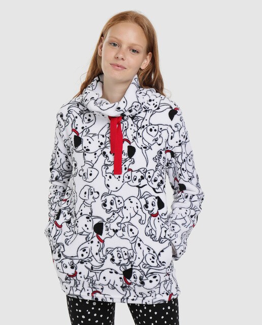 Sweatshirt de forro polar branca dos 101 Dálmatas Sweatshirt de forro polar branca dos 101 Dálmatas
