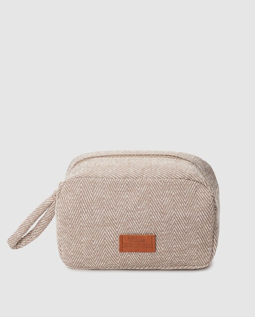 Nécessaire pequeno de mulher El Corte Inglés bege com estampado de espiga