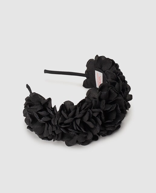 Toucado tipo bandolete Siena preto de flores Toucado tipo bandolete Siena preto de flores