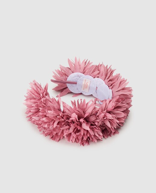 Toucado tipo bandolete Siena de flores em tom rosa Toucado tipo bandolete Siena de flores em tom rosa