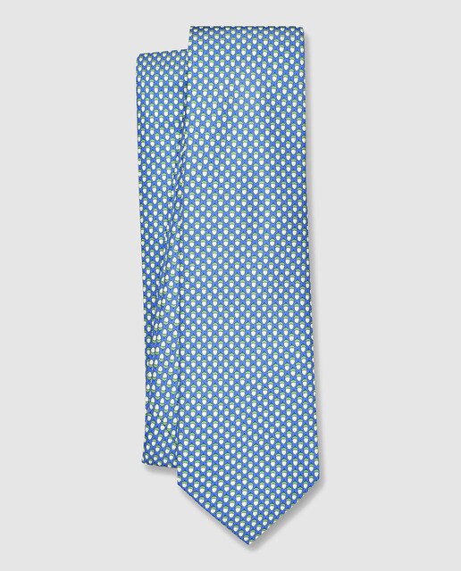 Gravata de seda natural Olimpo azul com estampado de bolotas Gravata de seda natural Olimpo azul com estampado de bolotas