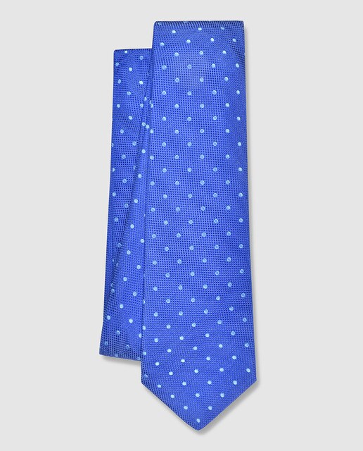 Gravata de seda natural Olimpo azulão com estampado às micro bolinhas Gravata de seda natural Olimpo azulão com estampado às micro bolinhas