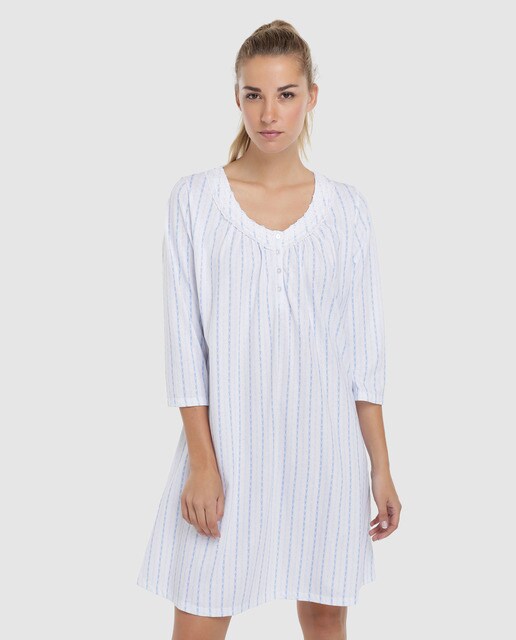 Camisa de dormir curta de mulher azul