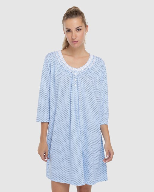 Camisa de dormir curta de mulher azul