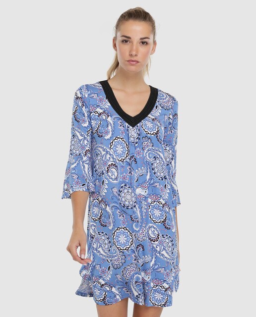 Kaftan curto estampado de mulher Kaftan curto estampado de mulher
