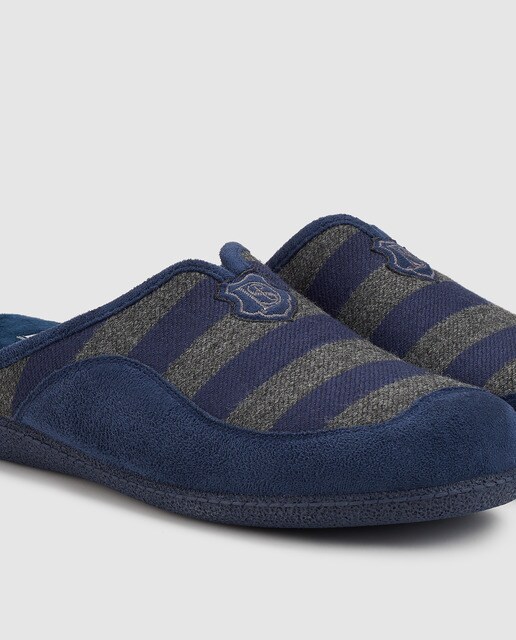 Zapatillas de casa de hombre Dustin de lana azul con rayas a contraste Zapatillas de casa de hombre Dustin de lana azul con rayas a contraste