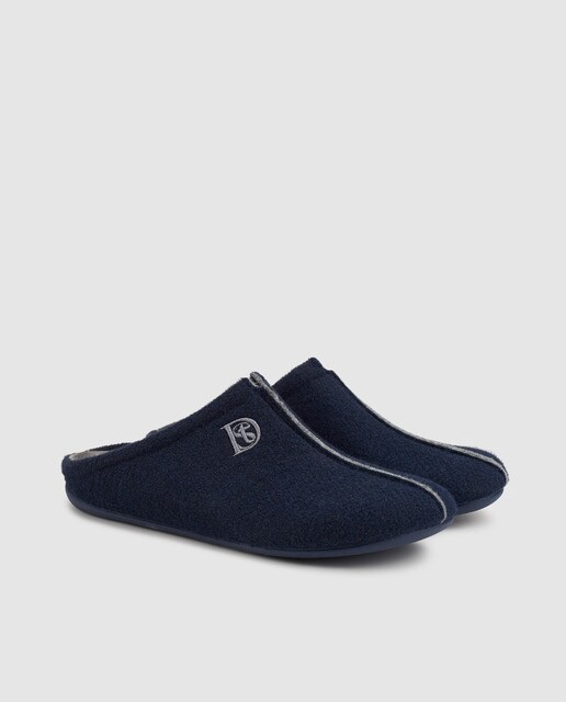Zapatillas de casa de hombre Dustin de lana azul marino Zapatillas de casa de hombre Dustin de lana azul marino