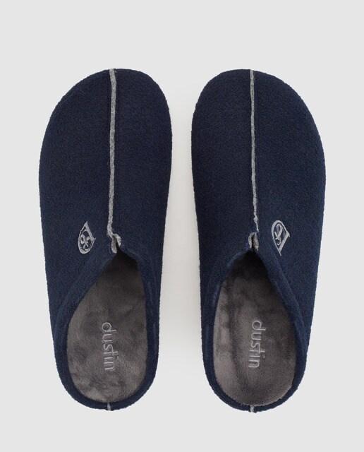 Zapatillas de casa de hombre Dustin de lana azul marino Zapatillas de casa de hombre Dustin de lana azul marino