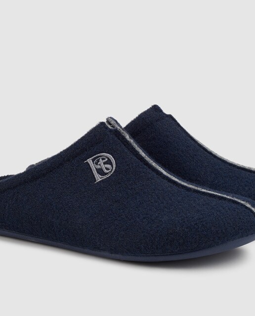 Zapatillas de casa de hombre Dustin de lana azul marino Zapatillas de casa de hombre Dustin de lana azul marino