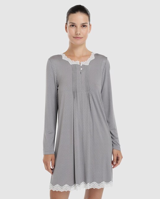 Camisa de dormir curta de mulher cinzenta