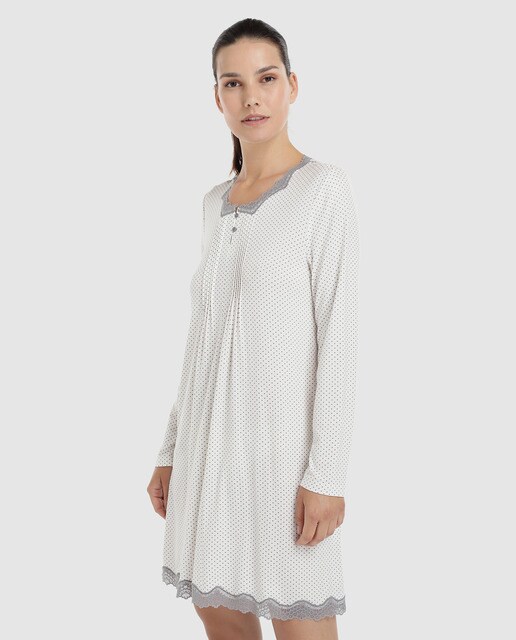 Camisa de dormir curta branca com estampado