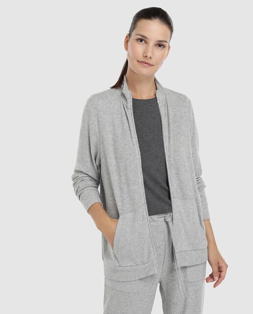 Sweatshirt cinzenta com gola alta