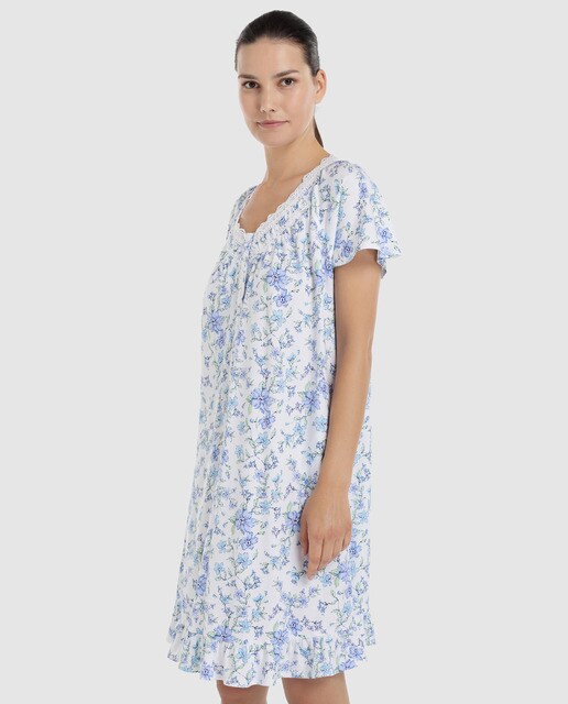 Camisa de dormir curta estampada de mulher Camisa de dormir curta estampada de mulher