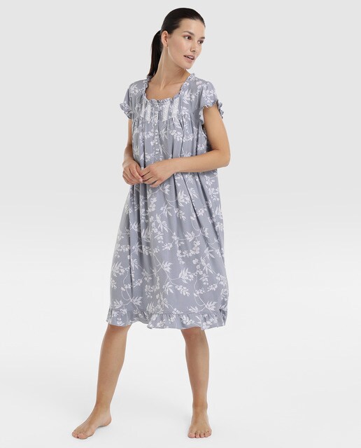 Camisa de dormir curta estampada de mulher Camisa de dormir curta estampada de mulher