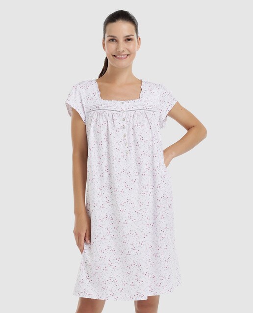 Camisa de dormir curta estampada de mulher Camisa de dormir curta estampada de mulher
