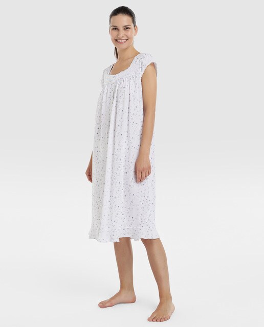 Camisa de dormir curta estampada de mulher Camisa de dormir curta estampada de mulher