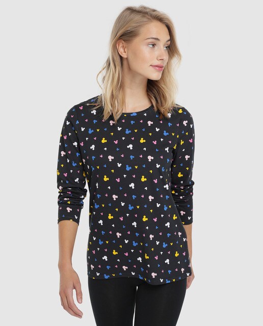 Camisola de pijama preta do Mickey Camisola de pijama preta do Mickey