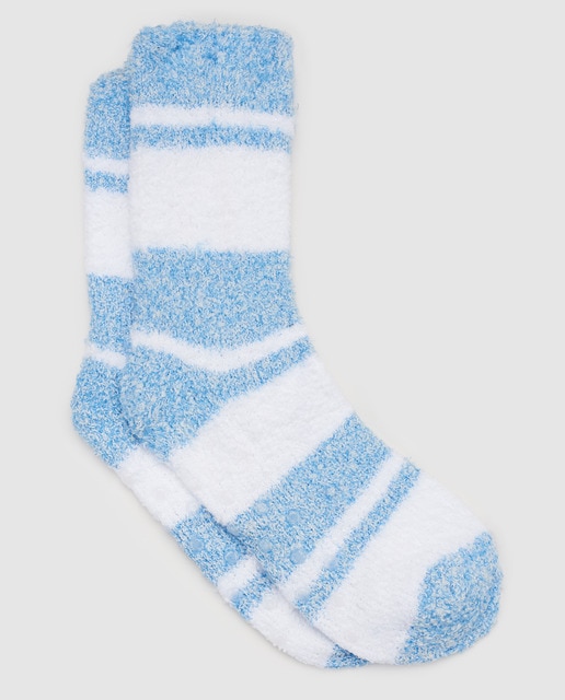 Meias de tecido turco às riscas azuis