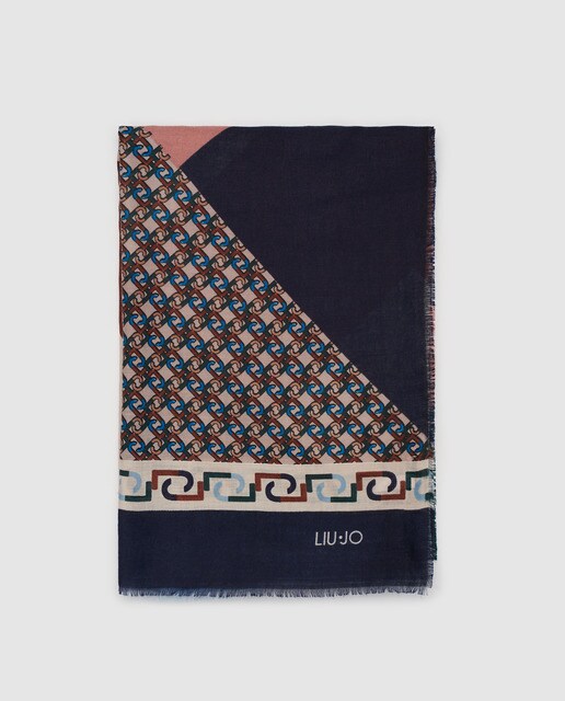 Écharpe azul-marinho Liu Jo com estampado da marca