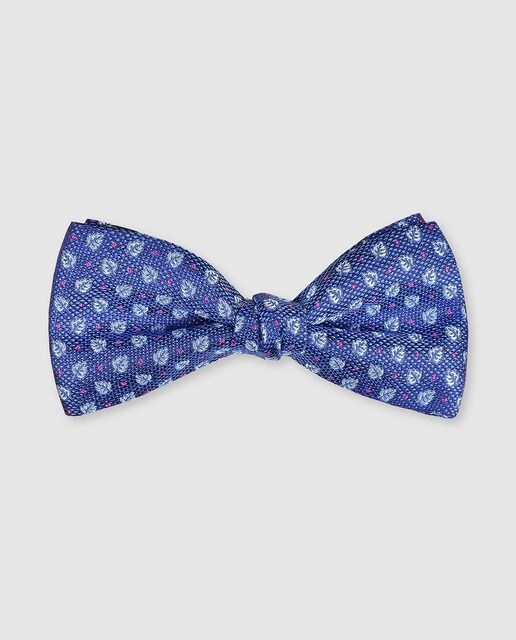 Laço de seda azul royal com estampado de folhas Laço de seda azul royal com estampado de folhas