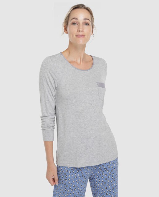 T-shirt homewear canelada cinzenta T-shirt homewear canelada cinzenta