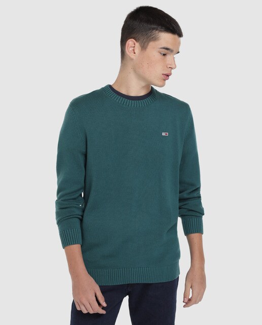men's green crew neck sweater