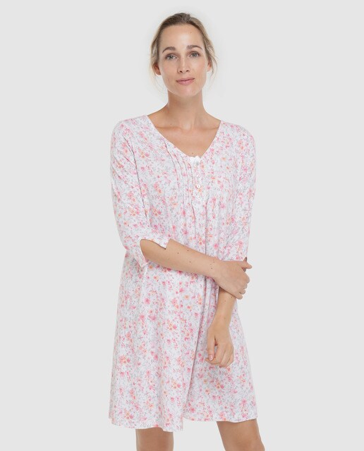 Camisa de dormir curta estampada de mulher Camisa de dormir curta estampada de mulher