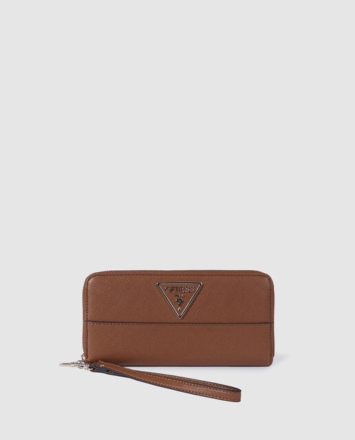 Carteira grande de mulher Guess castanha com fecho de correr Carteira grande de mulher Guess castanha com fecho de correr
