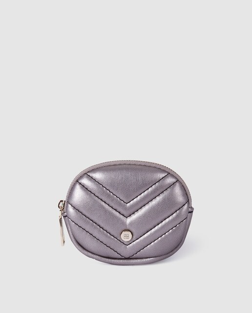 Porta-moedas de mulher Gloria Ortiz Sasha em tom prateado com fecho de correr Porta-moedas de mulher Gloria Ortiz Sasha em tom prateado com fecho de correr