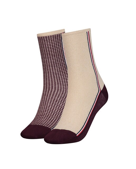 Pack de meias curtas bordeaux de mulher com fantasia