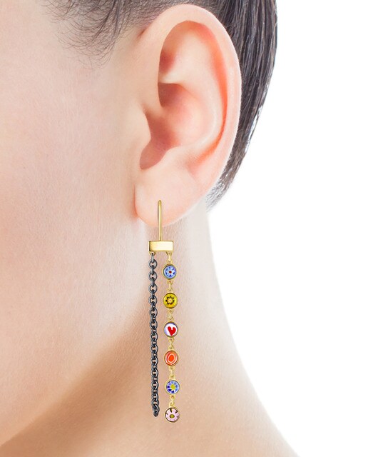Pendientes Tous largos Minifiore de Vermeil, rutenio y Murano Pendientes Tous largos Minifiore de Vermeil, rutenio y Murano