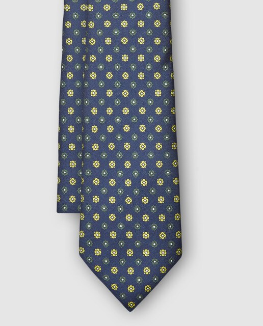 Corbata de seda burdeos con flores bicolor Corbata de seda burdeos con flores bicolor