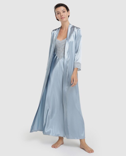 Robe comprido azul de mulher Robe comprido azul de mulher