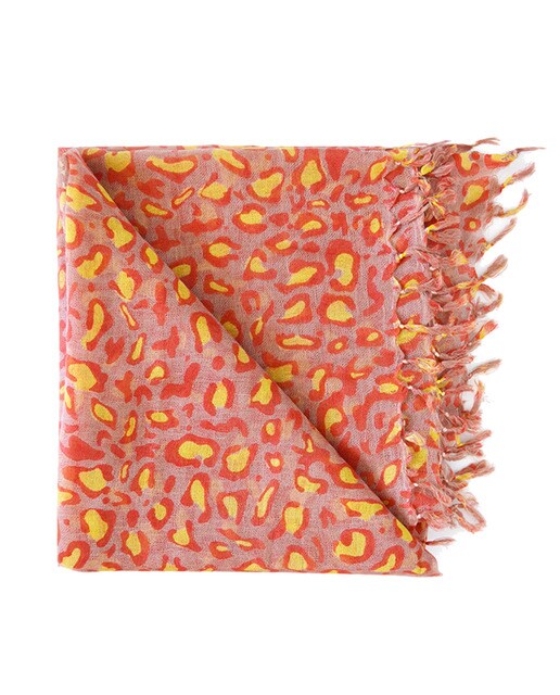 Écharpe bege Abbacino de lã com animal print coral